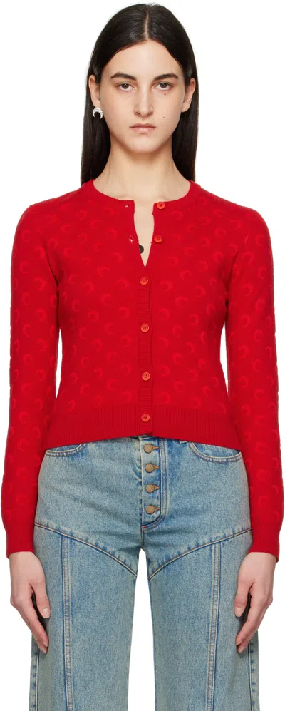 MARINE SERRE RED MOON JACQUARD KNIT FITTED CARDIGAN