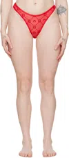 Marine Serre Moonogram-flocked Mesh Briefs In Rd10 Red