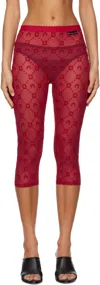 Marine Serre Red Moonogram Mesh Flock Capri Leggings In Red