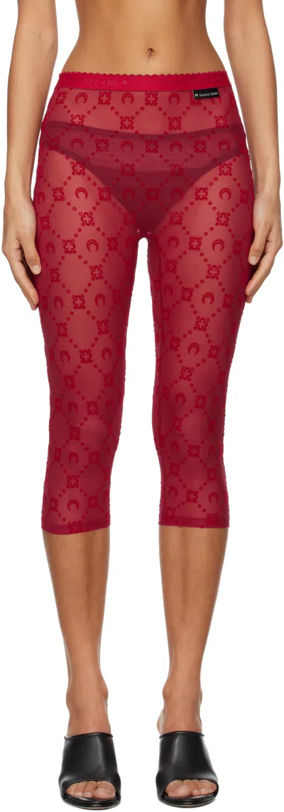 Marine Serre Red Moonogram Mesh Flock Capri Leggings