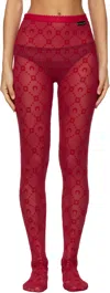 Marine Serre Red Moonogram Mesh Flock Tights