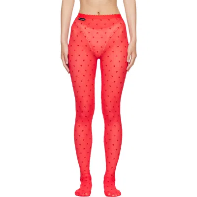 Marine Serre Red Plumetis Mesh Tights