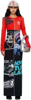 Marine Serre Red Regenerated Graphic Patchwork Maxi Dress In Rd10 Red