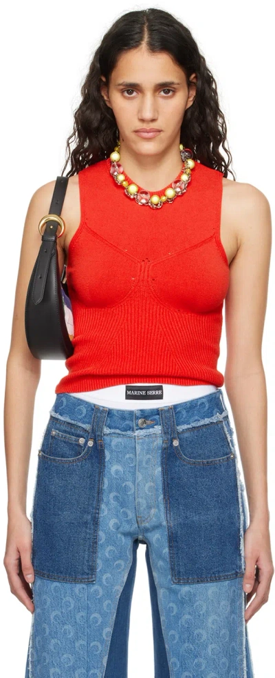 Marine Serre Red Sleeveless Sweater In Rd10 Red