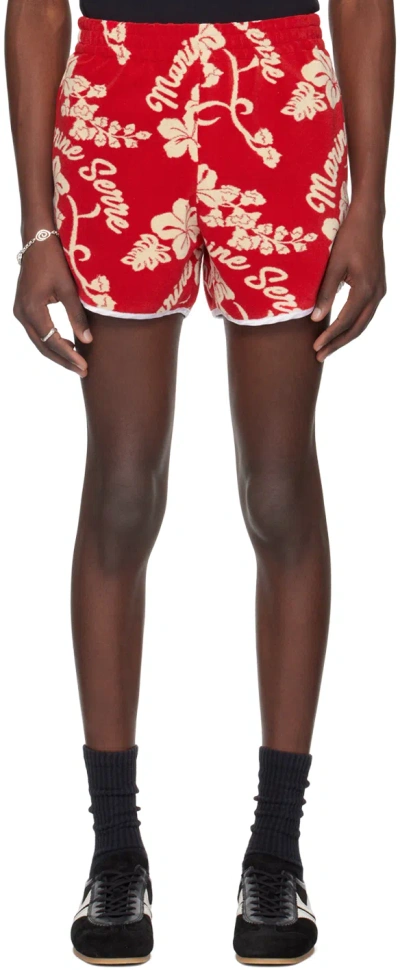 Marine Serre Red Towel Shorts In Rd10 Red