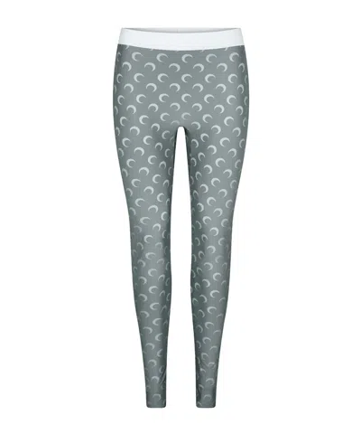 Marine Serre Reflective Knit Leggings In Gray