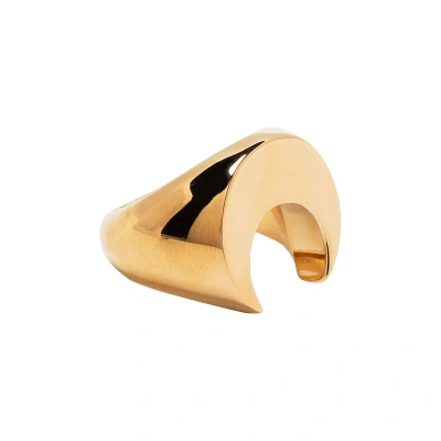 Pre-owned Marine Serre Regenerated Brass Moon Ring 'golden'