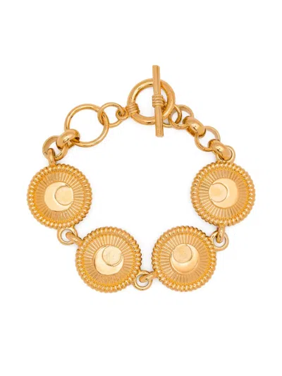 Marine Serre Regenerated Buttons Statement Bracelet In Gold