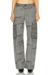 Marine Serre Regenerated Wide-leg Cargo Trousers In Dark Grey
