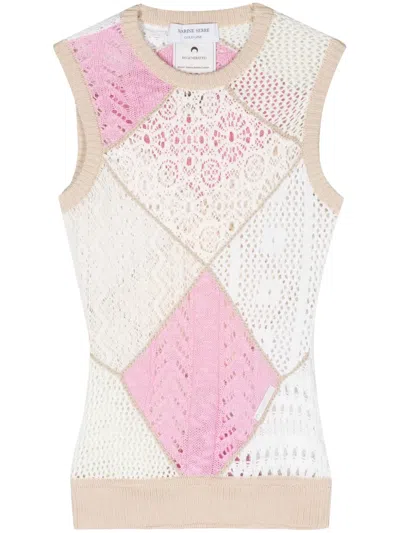 Marine Serre Regenerated Crochet-knit Top In Neutrals