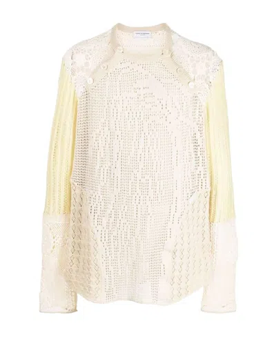 Marine Serre Regenerated Crochet Raglan Jumper In White