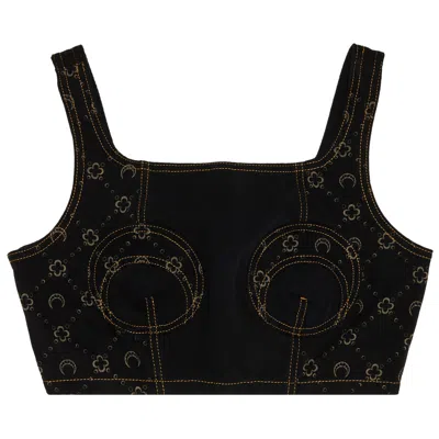 Pre-owned Marine Serre Regenerated Denim Bustier 'blue' | Women's Size 40