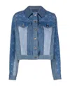 Marine Serre Moonogram Patchwork Denim Jacket In Blue