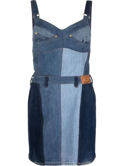 Marine Serre Cotton Dress In Blue