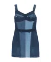 Marine Serre Patchwork Regenerated Stretch Denim Minidress In Blue
