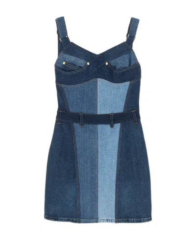 MARINE SERRE MARINE SERRE PANELLED DENIM MINI DRESS
