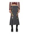 Marine Serre Regenerated Floral Tapestries Panelled Flared Skirt In Black