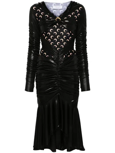 MARINE SERRE REGENERATED DRAPED MIDI DRESS