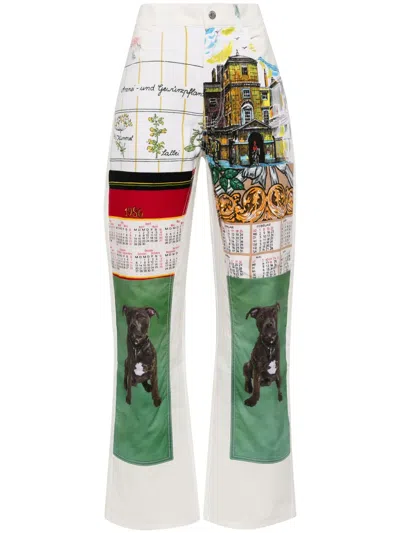 Marine Serre Regenerated Flared Trousers In White