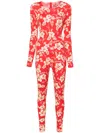 Marine Serre Regenerated Floral-print Catsuit In Rot
