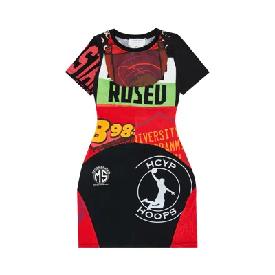 Pre-owned Marine Serre Regenerated Graphic T-shirt Mini Dress 'red'