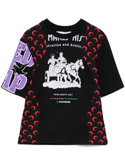 Marine Serre Regenerated Graphic T-shirt In Schwarz