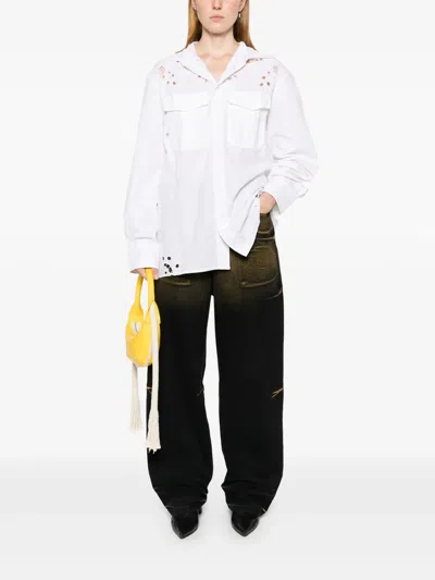 Marine Serre Regenerated Household Linen Blouse In White