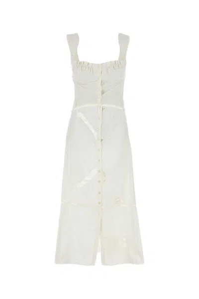 Marine Serre Regenerated Household Linen Bustier Dress In Neutral