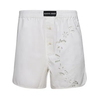 Pre-owned Marine Serre Regenerated Household Linen Short 'white' | Women's Size Xs