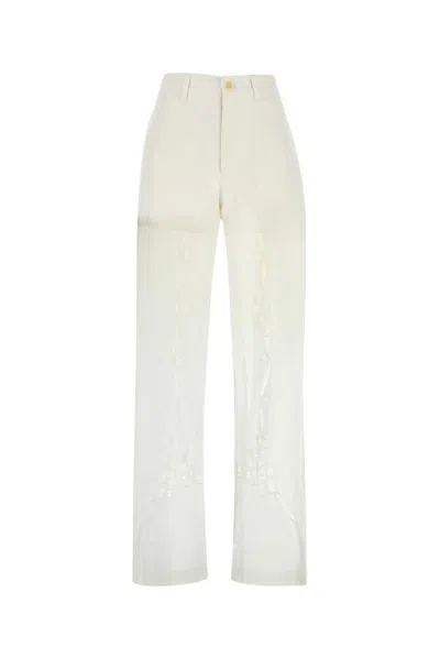 Marine Serre Regenerated Household Linen Wide Leg Pants In White
