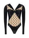 Marine Serre Regenerated Laminated Bodysuit In Black