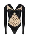Marine Serre Draped Viscose Bodysuit With Crescent Moon Print Design For Women In Black