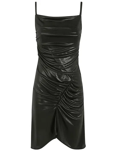 Marine Serre Regenerated Jersey Drapped Pleated Dress In Black