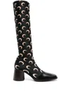 Marine Serre Regenerated Jersey Knee-high Boots In Black