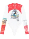 Marine Serre Regenerated Lace-detail Bodysuit In White