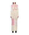 Marine Serre Patchwork Regenerated Crochet Maxi Dress In White