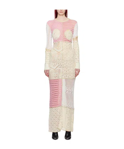 Marine Serre Regenerated Crochet-knit Maxi Dress In Bg20 Beige