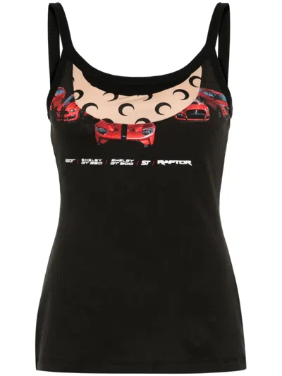 Marine Serre Regenerated Mix-print Top In Black