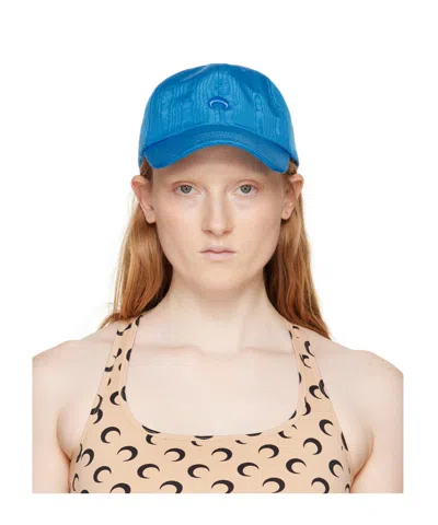 Marine Serre Blue Regenerated Moire Baseball Cap In Bl45 Azur