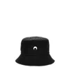 Marine Serre Logo-embroidered Cotton Bucket Hat In Black