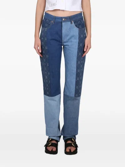 Marine Serre Regenerated Moongram Jeans In Blue