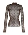 Marine Serre Womens Moonogram-flocked High-neck Mesh Top Bk99 Black In Black