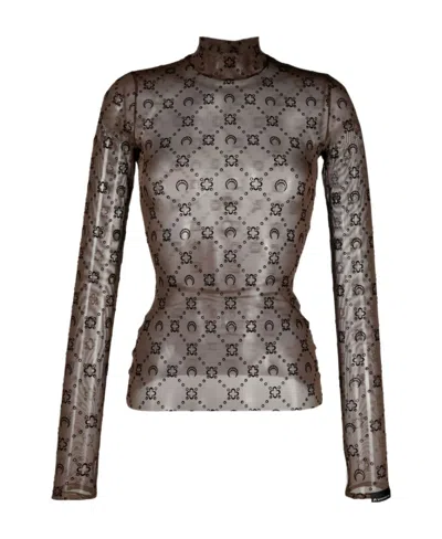 MARINE SERRE REGENERATED MOONOGRAM FLOCKED MESH TOP