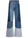 Marine Serre Regenerated Patchwork Flared Jeans In Blue