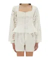 Marine Serre Fitted White Top With Square Neckline And Floral Embroidery