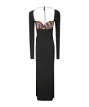 Marine Serre Long Sleeve Viscose Dress With Contrast Bra In Black