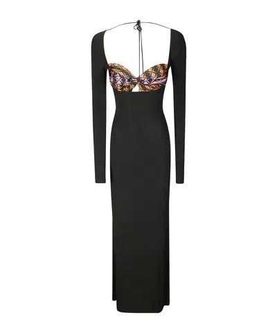 Marine Serre Regenerated Scarf-detailing Fitted Dress In Black