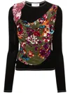 Marine Serre Regenerated Scarves Draped T-shirt In Black