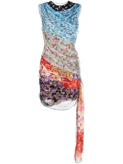 MARINE SERRE REGENERATED SCARVES SILK MINIDRESS