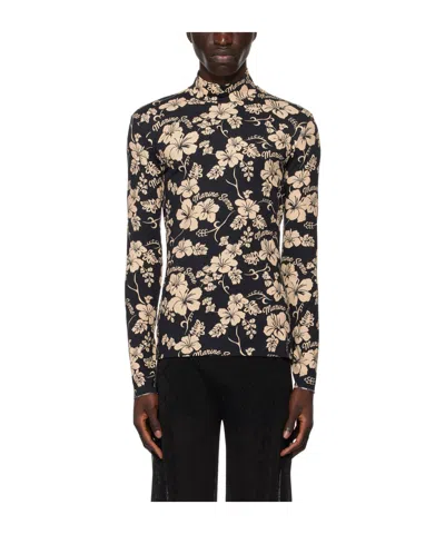 Marine Serre Black Regenerated Second Skin Turtleneck In Bk99 Black